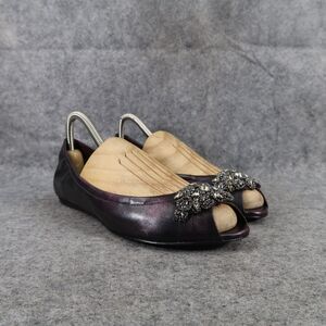 Vera Wang Shoes Womens 7.5 Ballet Flats Peep Toe Formal Wedding Purple Metallic